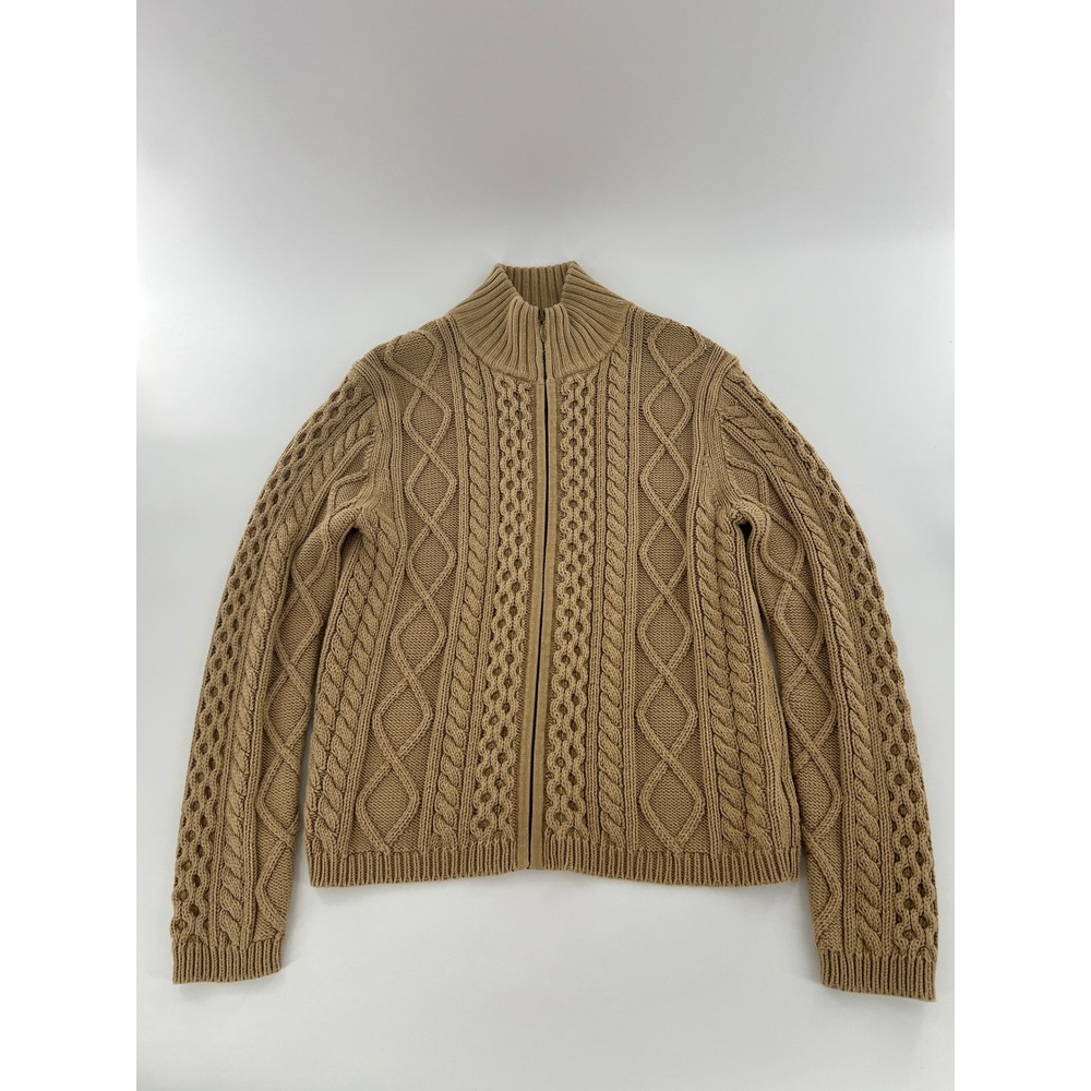 Jones New York Country Cable Knit Full Zip Cardigan Sweater Fisherman Grandpa - Picture 2 of 8
